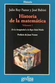 Portada de Historia de la matematica. volumen 1