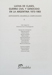 Portada de Lucha de clases, guerra civil y genocidio en la Argentina, 1973-1983
