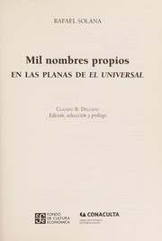 Portada de Mil nombres propios