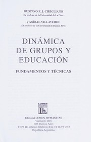 Portada de Dinamica de grupos y educacion