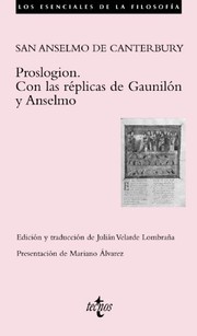 Portada de Proslogion. con las replicas de gaunilon y anselmo