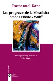 Portada de Progresos de la metafisica desde leibniz y wolff los