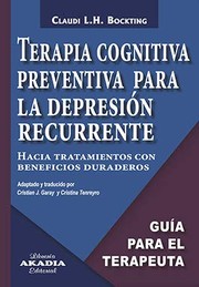 Portada de Terapia cognitiva preventiva para la depresion recurrente
