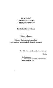 Portada de El mundo como voluntad y representacion i