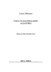 Portada de Para un materialismo aleatorio