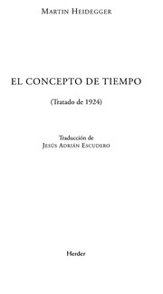 Portada de Concepto de tiempo, El