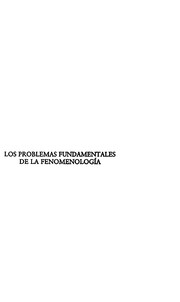 Portada de Problemas fundamentales de la fenomenologia